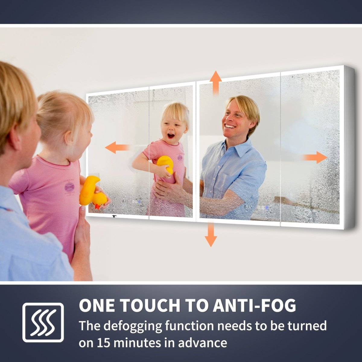 Rim 72" W x 32" H Lighted Medicine Cabinet Recessed or Surface led Medicine Cabinet with Outlets & USBs