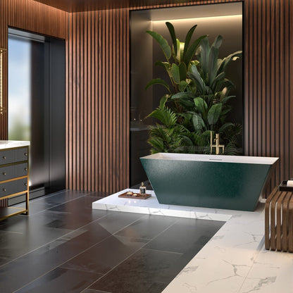 RockR 67" Freeing Soaking Bathtub,Rock Texture New technologies,Classic Rectangle Freestanding tub,Avocado green,cUPC Certified