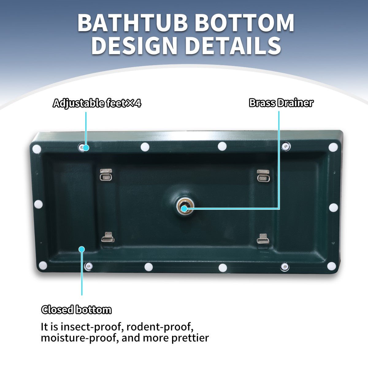 RockR 67" Freeing Soaking Bathtub,Rock Texture New technologies,Classic Rectangle Freestanding tub,Avocado green,cUPC Certified