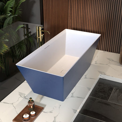 RockR 67" Freeing Soaking Bathtub,Rock Texture New technologies,Classic Rectangle Freestanding tub,Prussian blue,cUPC Certified