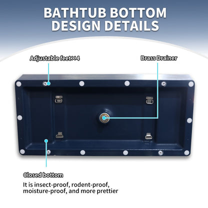 RockR 67" Freeing Soaking Bathtub,Rock Texture New technologies,Classic Rectangle Freestanding tub,Prussian blue,cUPC Certified