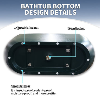 RockX 67" Rock Texture New Technologies Freestanding Bathtub,Avocado green,Scratch - proof,Contemporary Soaking Tub,Large Overflow Port