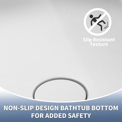 RockX 67" Rock Texture New Technologies Freestanding Bathtub,Avocado green,Scratch - proof,Contemporary Soaking Tub,Large Overflow Port