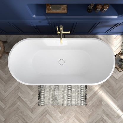 RockX 67" Rock Texture New Technologies Freestanding Bathtub,Black,Scratch - proof,Contemporary Soaking Tub,Large Overflow Port