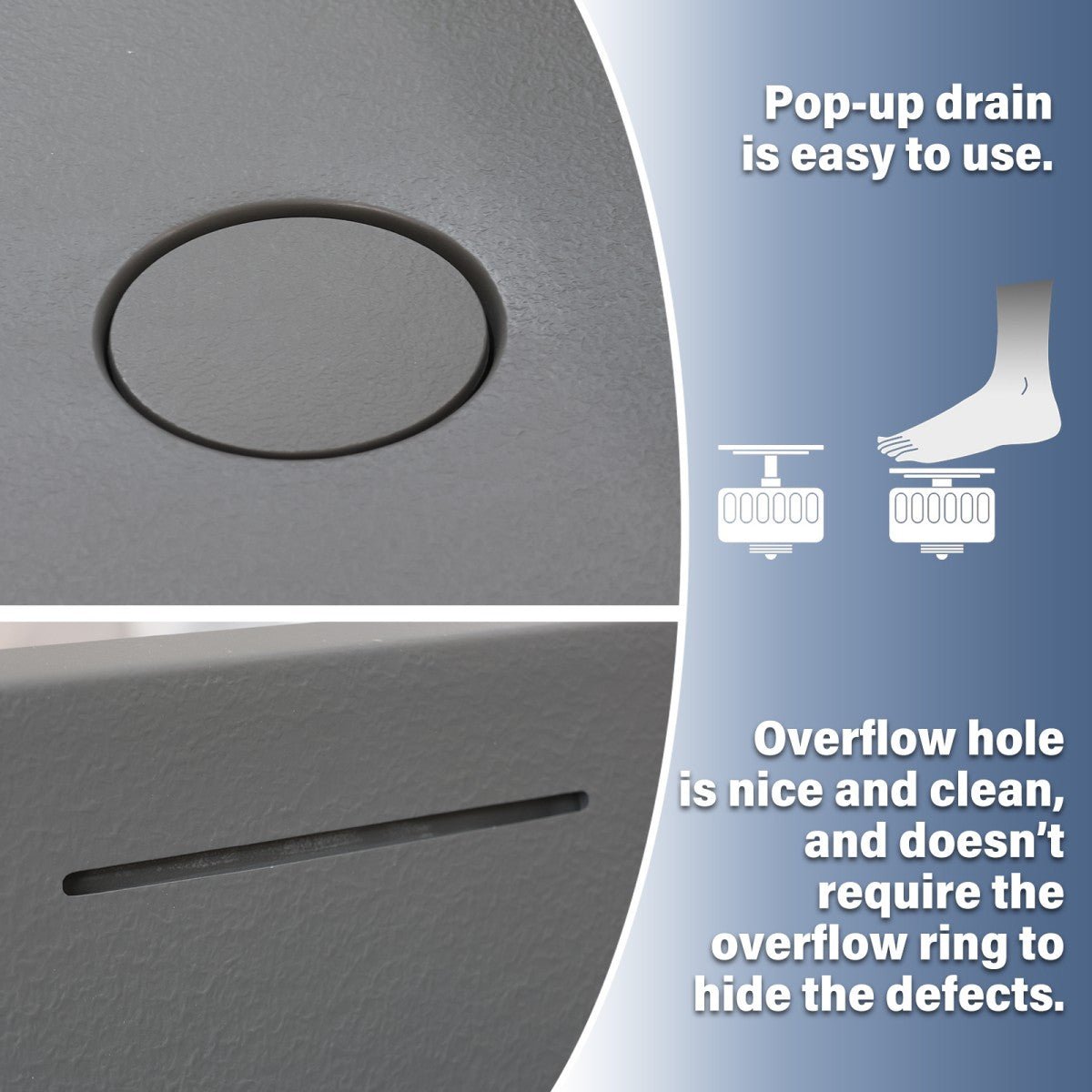 RockX 67" Rock Texture New Technologies Freestanding Bathtub,Cement grey,Scratch - proof,Contemporary Soaking Tub,Large Overflow Port