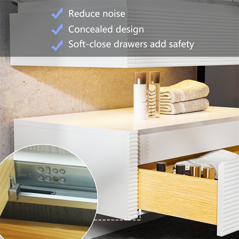 Segeo 48" Modern Solid Oak Floating Bathroom Vanity White with