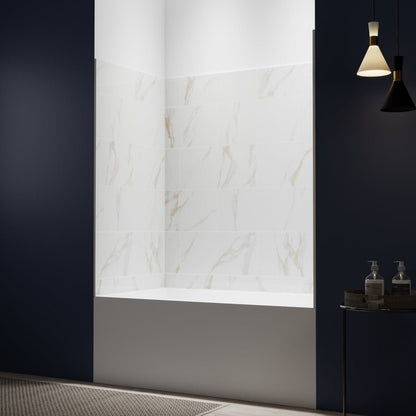 Verona - BT Bathroom Tiles 32"x60"x60" Bathtub Alcove Stone Shower Wall Kit for Bathroom Remodel,Height adjustable,Fast Installation,Waterproof,Champagne Gold