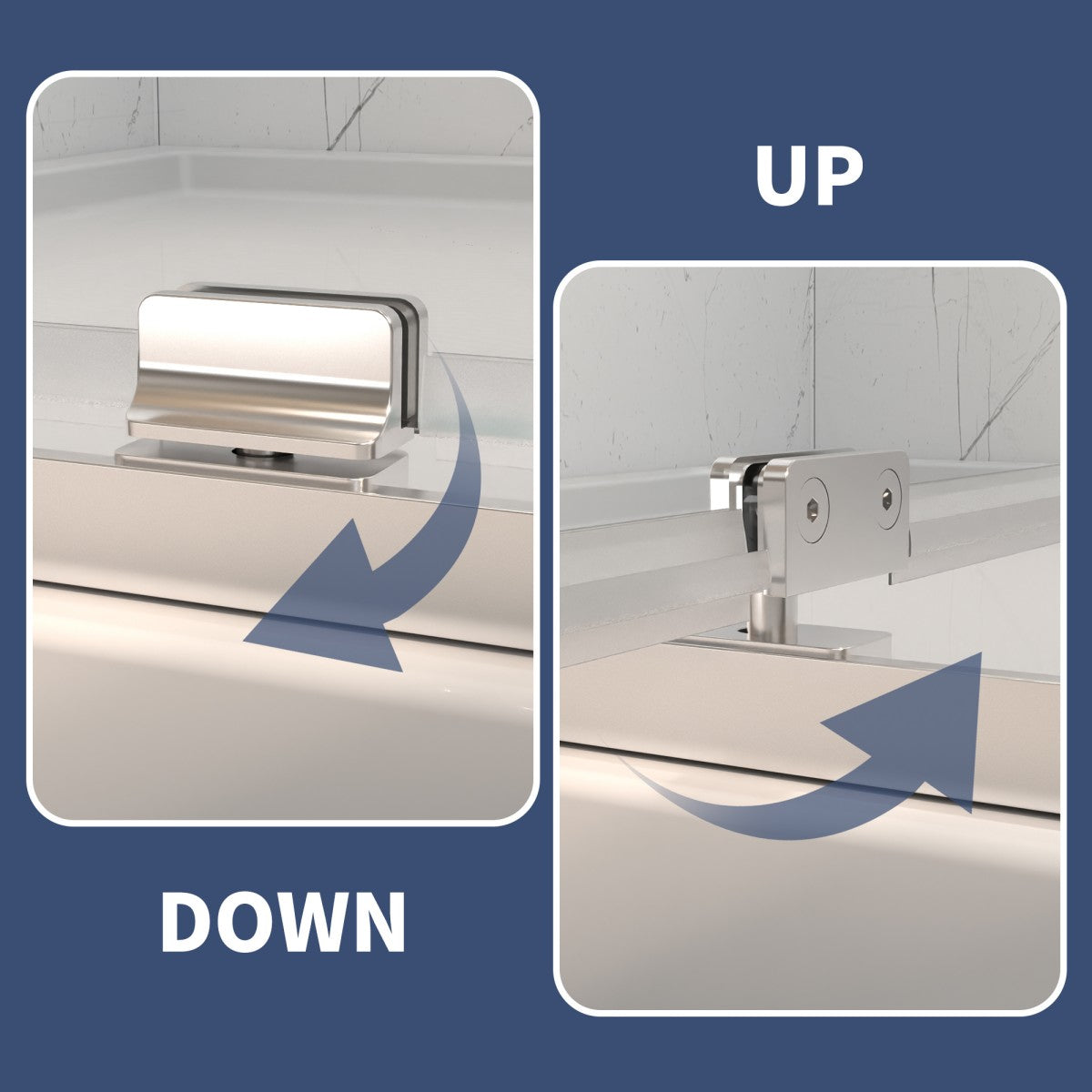 Flexi 44-48"x71" Frameless Shower Door in Brushed Nickel,Water Repellent Glass with Seal Strip Parts and Handle,6mm Glass Shower Door - ExBriteUSA