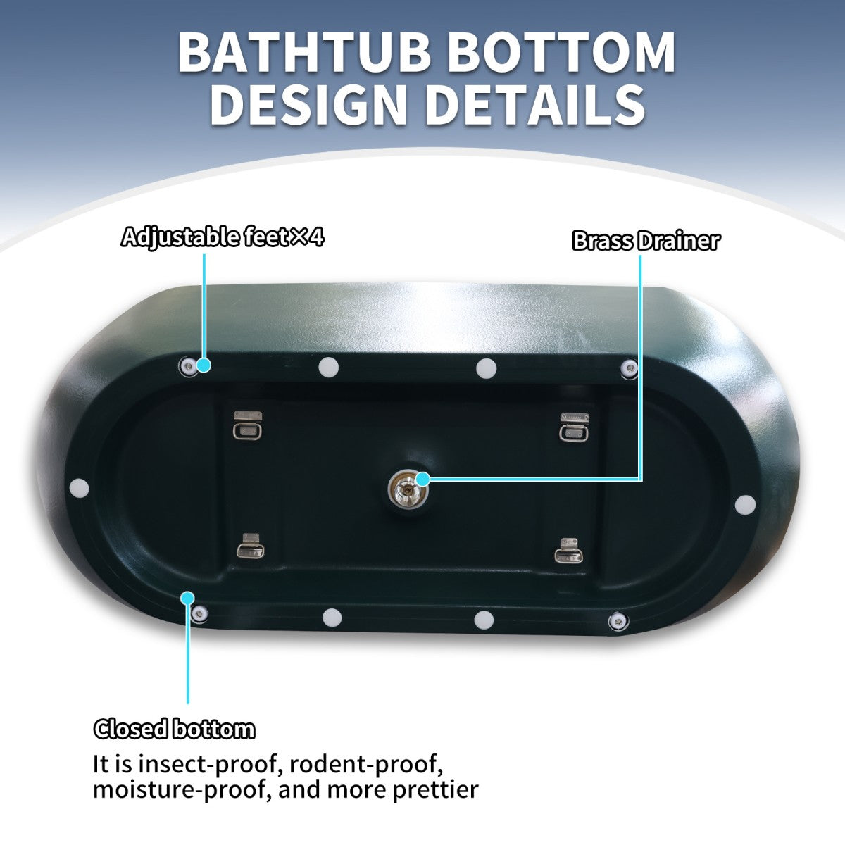 Allsumhome RockX 59" Imitation Natural Stone Freestanding Bathtub,Avocado green,Stone Touch,Scratch-proof,Large Overflow Port - ExBriteUSA