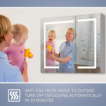 Boost-M1 36" W x 30" H LED Lighted Bathroom Medicine Cabinet with Mirror Recessed or Surface Mounted LED Medicine Cabinet
